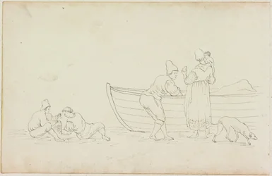 Figures and Dog with Boat
